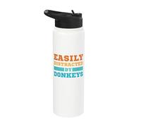 Facilmente distratto dagli asini Funny Farm Lover Stainless Steel Insulated Water Bottle