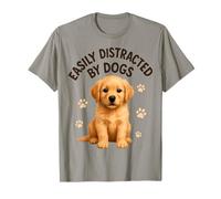 Facilmente distratto dai Cani Simpatico Cucciolo di Golden Retriever 2025 Maglietta