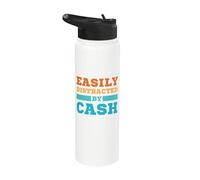 Facilmente distratto dal denaro divertente amante del denaro Stainless Steel Insulated Water Bottle