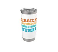 Facilmente distratto dal sushi divertente amante del cibo giapponese Bicchiere termico in acciaio inox doppia parete
