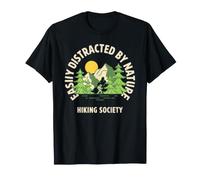 Facilmente distratto dalla Natura Escursionismo Society Trail Escursionista Amante Maglietta