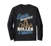 Facilmente distratto dalle Montagne Russe Thrill Ride Humor Maglia a Manica