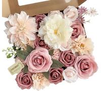 FACINOC - Set di 19 rose artificiali rosa, per decorazioni fai da te per matrimoni, baby shower, tavoli di feste, centrotavola, composizioni floreali per feste e decorazione da interni per la casa
