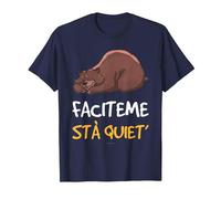 Faciteme Stà Quiet' Maglietta Orso Divertente Maglietta, Uomo, Navy, L