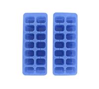 Fackelmann 04212 - Vaschetta per cubetti di ghiaccio blu, 23,6 x 9,2 cm, set di 2 vaschette per cubetti di ghiaccio blu, 14 cubetti di ghiaccio