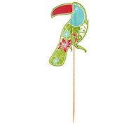 Fackelmann 27031 Plettri per Feste Tropical-Toucan 19 cm 15 Pezzi di Betulla/Carta, Legno, Multicolore