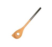 Fackelmann 30374 Cucchiaio da Risotto in legno di faggio e manico in acciaio inox, cucchiaio forato smussato, cucchiaio da cucina o da servire, legno, acciaio inossidabile, 34 x 6,5 cm