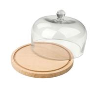 Fackelmann 31035 - Cupola per formaggio, campana da formaggio, vassoio per formaggio, legno certificato FSC, vetro, 24 x 16 cm