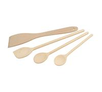 Fackelmann 31125 Set di 4 utensili da cucina in legno, set di spatole e cucchiai da cucina in legno, legno certificato FSC, 20 cm, 25 cm, 30 cm, marrone