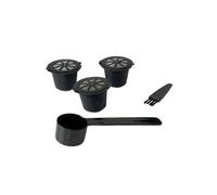 Fackelmann 42235 - Set di capsule riutilizzabili Nespresso, cialde e accessori per macchine da caffè, plastica, 3,7 x 2,7 cm, colore: nero