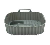 Fackelmann 42692 Cestino quadrato in silicone,Stampo per friggitrice ad aria calda, Stampo per friggitrice senza olio, grigio, silicone, 21x21 cm