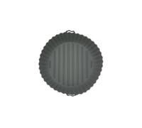 Fackelmann 42693 - Cestino rotondo in silicone, stampo per friggitrice ad aria calda, stampo per friggitrice senza olio, silicone, grigio, 22,5 x 6,3 cm
