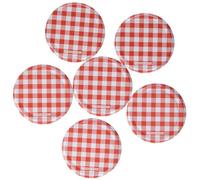 Fackelmann 48310 Set da 6 Coperchi per Vasetti di Vetro e per barattoli, Alluminio, Rosso/Bianco, 22x8.5x5 cm