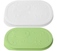 Fackelmann 49340 Set di 2 coperchi per lattine di Pesce, 16 x 10,4 cm, in polietilene, Bianco/Verde, plastica