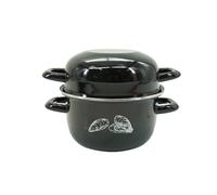 Fackelmann 66039 Pentola per stampi in acciaio smaltato, pentola per stampi singoli, pentola per stampi nera, casseruola per stampi, conchiglie, acciaio al carbonio, smaltata, nero, 20,5 x 26 x 17,5