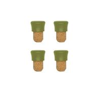Fackelmann 687074 - Set di 4 tappi in sughero, tappi per bottiglie in sughero e plastica, verde, plastica biologica, 2,5 x 4 cm