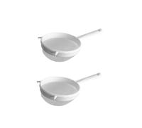Fackelmann 9332250 - Set di 2 colini in plastica, setaccio, colino cinese, plastica, bianco, diametro 17 cm