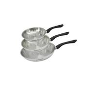 Fackelmann 9441450 - Set 3 padelle 20 24 e 28 cm, in acciaio inox 18/8, padella da cucina, tutti i fuochi, induzione, senza PFAS, acciaio inossidabile 18/8, 20 24 e 28 cm