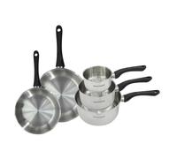 Fackelmann 9443750 Set 2 padelle 20 e 24 cm e 3 padelle 12 16 e 20 cm in acciaio inox 18/8, padella tutti i fuochi, padella a induzione, padella senza PFAS, pentola tutti i fuochi, acciaio