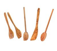 Fackelmann 9902050 Set di utensili da cucina in legno di ulivo, 4 pezzi, posate per insalata, cucchiai, spatola, legno di ulivo, 30 cm