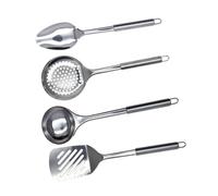 Fackelmann 9908150 - Set di 4 utensili da cucina in acciaio INOX, 33,5 x 8 cm