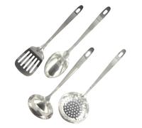 Fackelmann 9908950 Set di 4 utensili da cucina in acciaio inox, mestolo da cucina, cucchiaio da portata, schiumarola, spatola da cucina, acciaio inossidabile, 32,1 x 7,9 x 3 cm