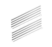 Fackelmann 9911050 - Set di 8 cannucce in acciaio inox, con 2 borchie, cannucce riutilizzabili, cannucce e spilli per la pulizia, in acciaio inox, nylon, argento, 24 cm