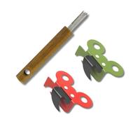 Fackelmann 9943550 Duo Apri Scatola Manuale e Tiralettone, Apriscatole, Apriscatole, Apriscatole, Apri conserve, Tire a linguetta, Acciaio inossidabile, Legno, Rosso, Verde, Marrone, 16,7 x 2 x 2 cm