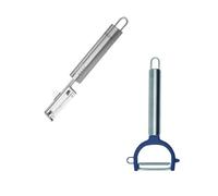 Fackelmann 9944050 - Pelapatate per verdure, pendolo e rasoio, pelapatate, pelapatate, pelapatate, pelapatate, pelapatate, pelapatate, in acciaio inox, plastica, grigio, 19 x 3,5 cm