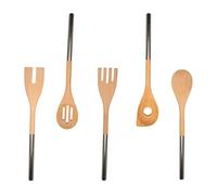 Fackelmann 9983450 - Set di 5 Posate in Legno di faggio e Manico in Acciaio Inox