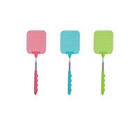 Fackelmann 9984950 - Set di 3 tappeti per mosche con manico telescopico, uccidente, plastica, rosa, blu, verde, 26,5 x 1,5 x 8,3 cm