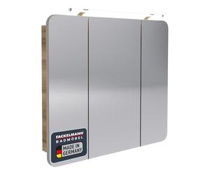FACKELMANN Armadio a specchio a LED Milano/mobile da bagno con effetto 3D/chiusura morbida/dimensioni (larghezza x altezza x profondità): ca. 90 x 78 x 15,5 cm/armadio con specchio e illuminazione a