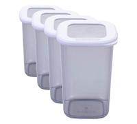 Fackelmann Barattolo rettangolare da 1200 ml, trasparente con coperchio beige chiaro, lavabile in lavastoviglie e robusto, ideale per Meal Prep (Confezione da 4)