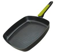 Fackelmann Bistecchiera Grill Antiaderente 28x28 cm in Alluminio Riciclato PFAS FREE, Padella Grill per Induzione con Rivestimento, Manico Soft Touch, Linea Oliva