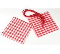 FACKELMANN Centrino portagioie con Cordoncino, Decorazione per barattoli, centrini per marmellate in Cotone (Colore: Rosso/Bianco), quantità: 6 Pezzi