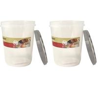 Fackelmann Contenitore Dispensa Tondo 1000ml Ø11x14cm - Grande Barattolo per Pasta, Cereali, Biscotti - Impilabile, Coperchio a Vite, Trasparente (Confezione da 2)