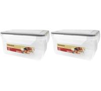 Fackelmann Contenitore Ermetico Rettangolare 2000ml - Grande Capacità per Alimenti - Frigo, Freezer, Microonde, Lavastoviglie - Trasparente, Chiusura 4 Clip, Coperchio incluso (Confezione da 2)