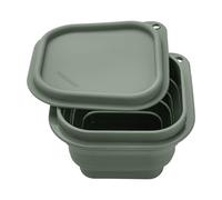 Fackelmann Contenitore per snack pieghevole, rotondo, salvaspazio, resistente al calore, da viaggio, 12,5 x 12,5 x 8 cm, verde fumo