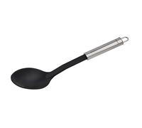 FACKELMANN - Cucchiaio da Portata con Manico Ovale, 31 cm, per padelle e pentole rivestite, utensile da Cucina in Acciaio Inox e plastica (Colore: Argento/Nero), quantità: 1 Pezzo