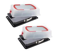 fackelmann france sas Dott. Oetker 9930650 - Set di 2 stampi rettangolari con coperchio per il trasporto, piatto per lasagne rettangolare, teglia da forno, piatto lasagna, acciaio, 42 x 29 x 7 cm