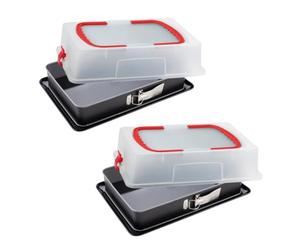 fackelmann france sas Dott. Oetker 9930650 - Set di 2 stampi rettangolari con coperchio per il trasporto, piatto per lasagne rettangolare, teglia da forno, piatto lasagna, acciaio, 42 x 29 x 7 cm