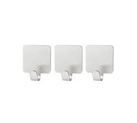 FACKELMANN Ganci Adesivi 3,7 x 3 cm, Quadrati, 3 Pezzi in Acciaio Inox, Argento, 3.7 x 3 x 3 cm