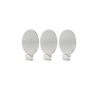 FACKELMANN Ganci Adesivi Ellipse 2,4 x 4,1 cm, 3 Pezzi in Acciaio Inox, Inossidabile, Argento, 4.1 x 2.4 x 2 cm, 3 unità