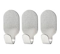 FACKELMANN Ganci Adesivi ovali 1,8 x 3,7 cm, 3 Pezzi in Acciaio Inox, Argento, 3.7 x 1.8 x 2 cm