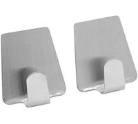 Fackelmann Ganci Adesivi Quadrati in Acciaio Inox Satinati, 2 Pezzi, Argento