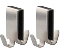 Fackelmann Gancio doppio per box doccia, appendi accappatoio, materiale in acciaio inox, dotato di feltrino interno antigraffio, adatto ai box doccia con spessore standard, dimensioni 7,6 x 6,7 cm