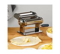 Fackelmann,Macchina per tirare la pasta a mano regolabile, 19,5x16x17 cm,Linea Easy prepare, supporto di fissaggio al piano di lavoro, 3 varietà di pasta,(colore:argento,blu), quantità: 1 pezzo, 27916