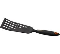 Fackelmann 40379 Paletta Forata Extra Long Pratica e maneggevole, ca. 33 cm, Soft Collection, Ideale per Girare Le pietanze Senza romperle, (Colore: Nero e Arancione), quantità: 1 Pezzo, Nylon