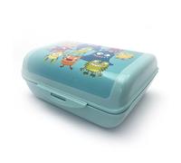 Fackelmann Lunch Box M Mostrini 1.47L, 13,5x12,5x8,5 cm - Portamerenda Bambini in PP con Clip - Ideale Scuola, Asilo - Contenitore pranzo, Lavabile in Lavastoviglie, Linea Mini Cooking