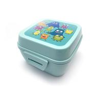 Fackelmann Lunch Box Quadrato Mostrini 1.43L - Portapranzo Bambini in PP con Clip - Perfetto per Scuola, Asilo, Pic-nic - Contenitore merenda e spuntini, Lavare a Mano, Linea Mini Cooking